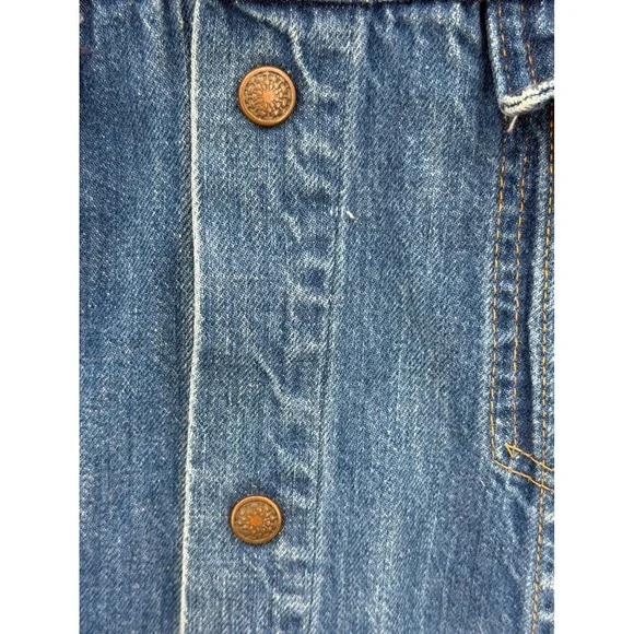 Vintage Denim Trucker Jacket Custom Mens Medium Patchwork One of a Kind - Picture 4 of 11